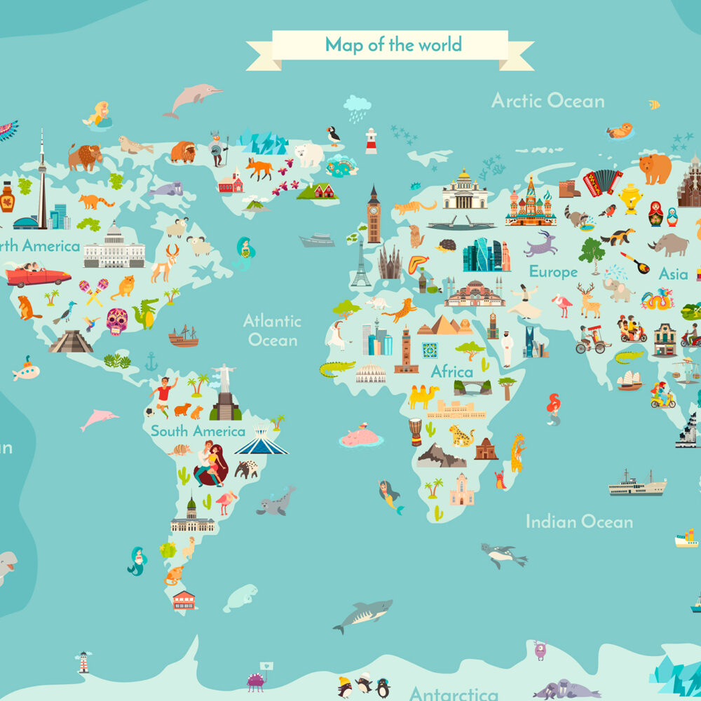 Mapa con animales y arquitectura