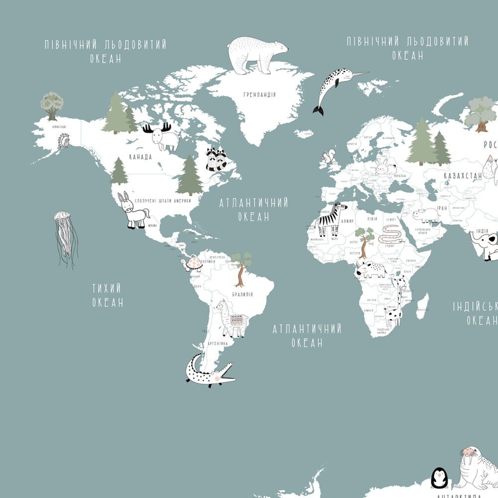 Mapa infantil con fondo gris verdoso