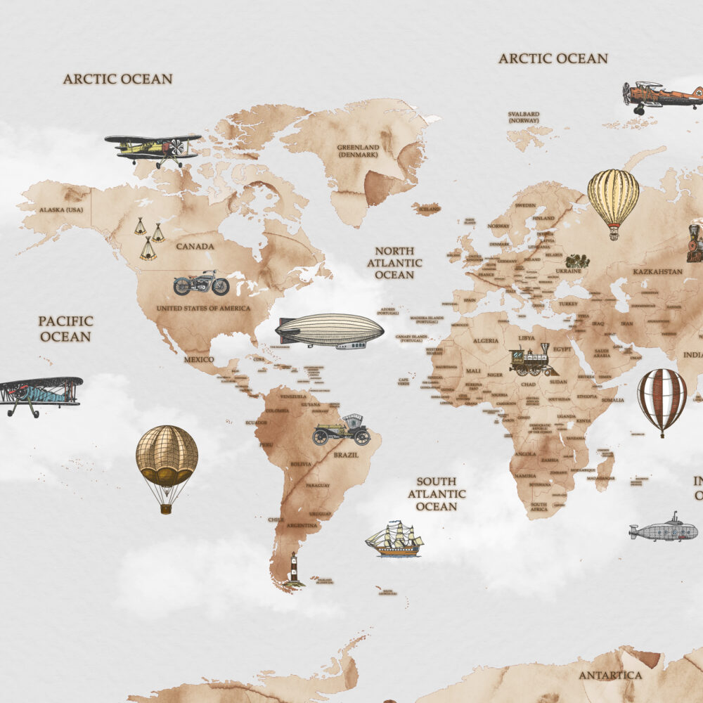Mapa vintage en acuarela