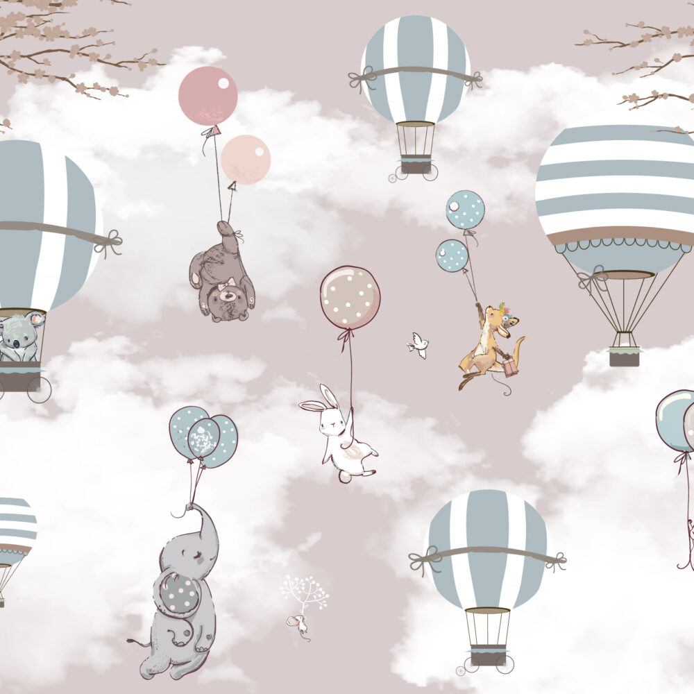 Flores y globos en las montañas