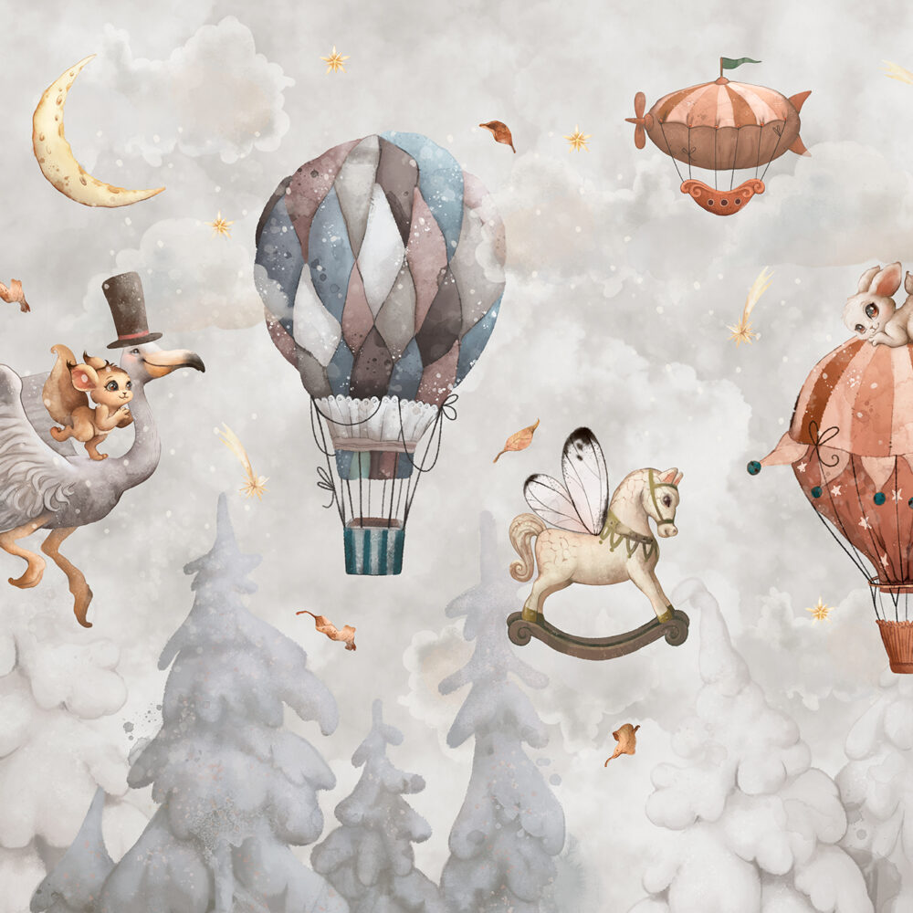 Flamencos grises y globos