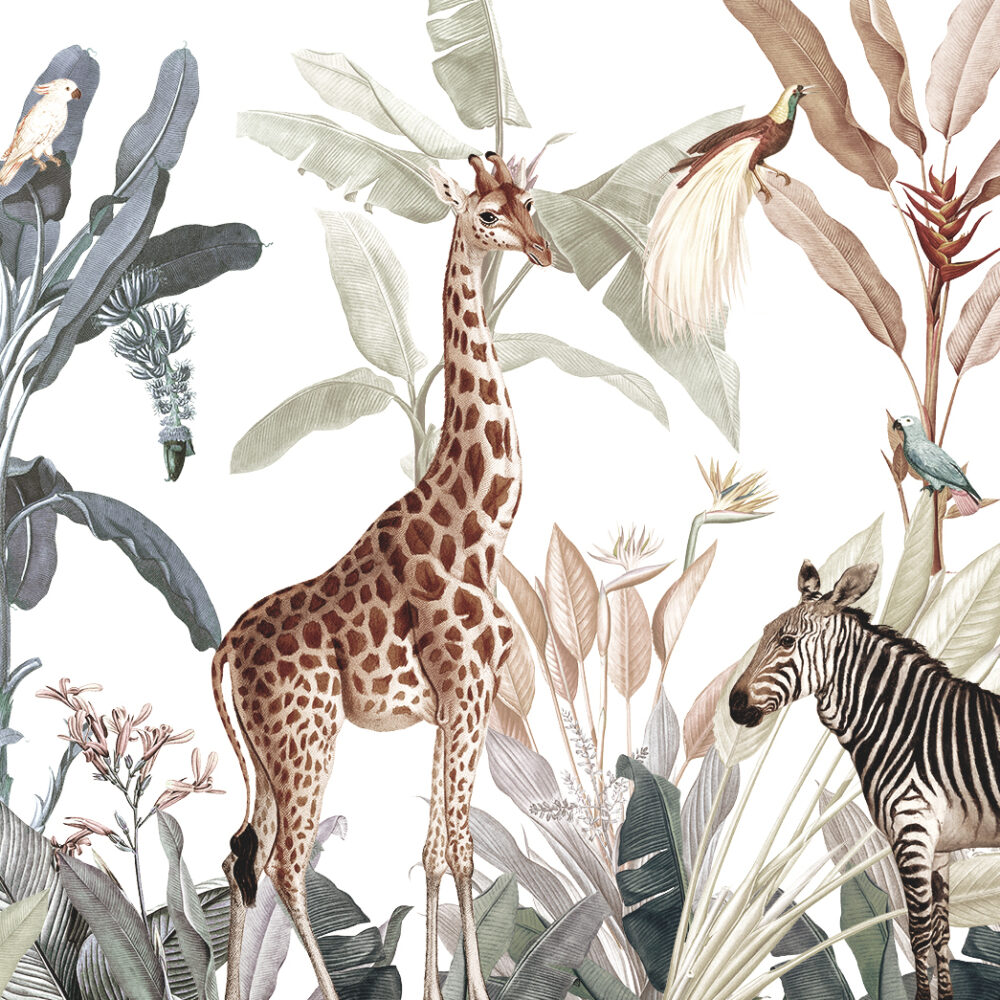 Una jungla con animales de época