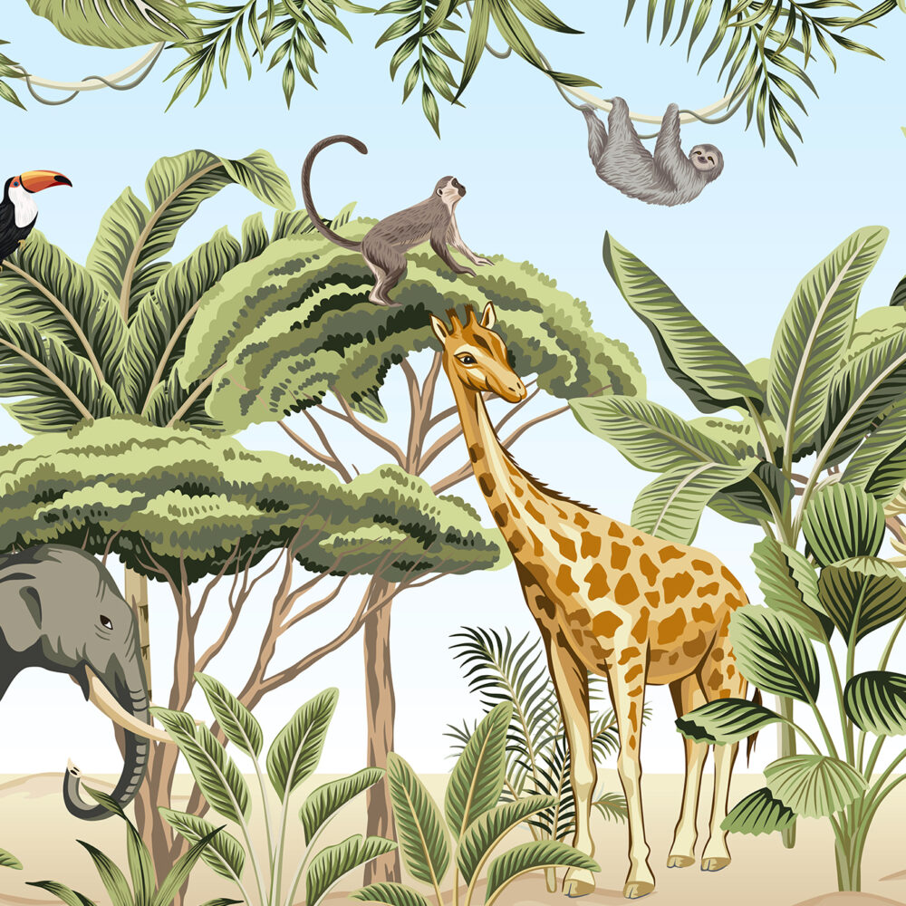 Jungla con animales africanos