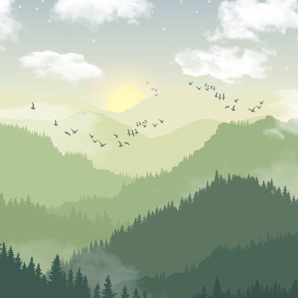 Verdes montañas de sol