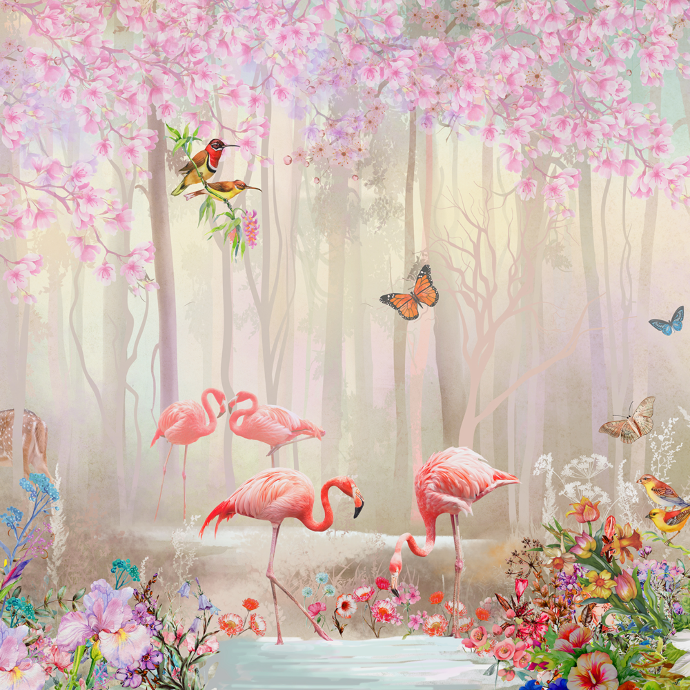 Flamencos en el bosque